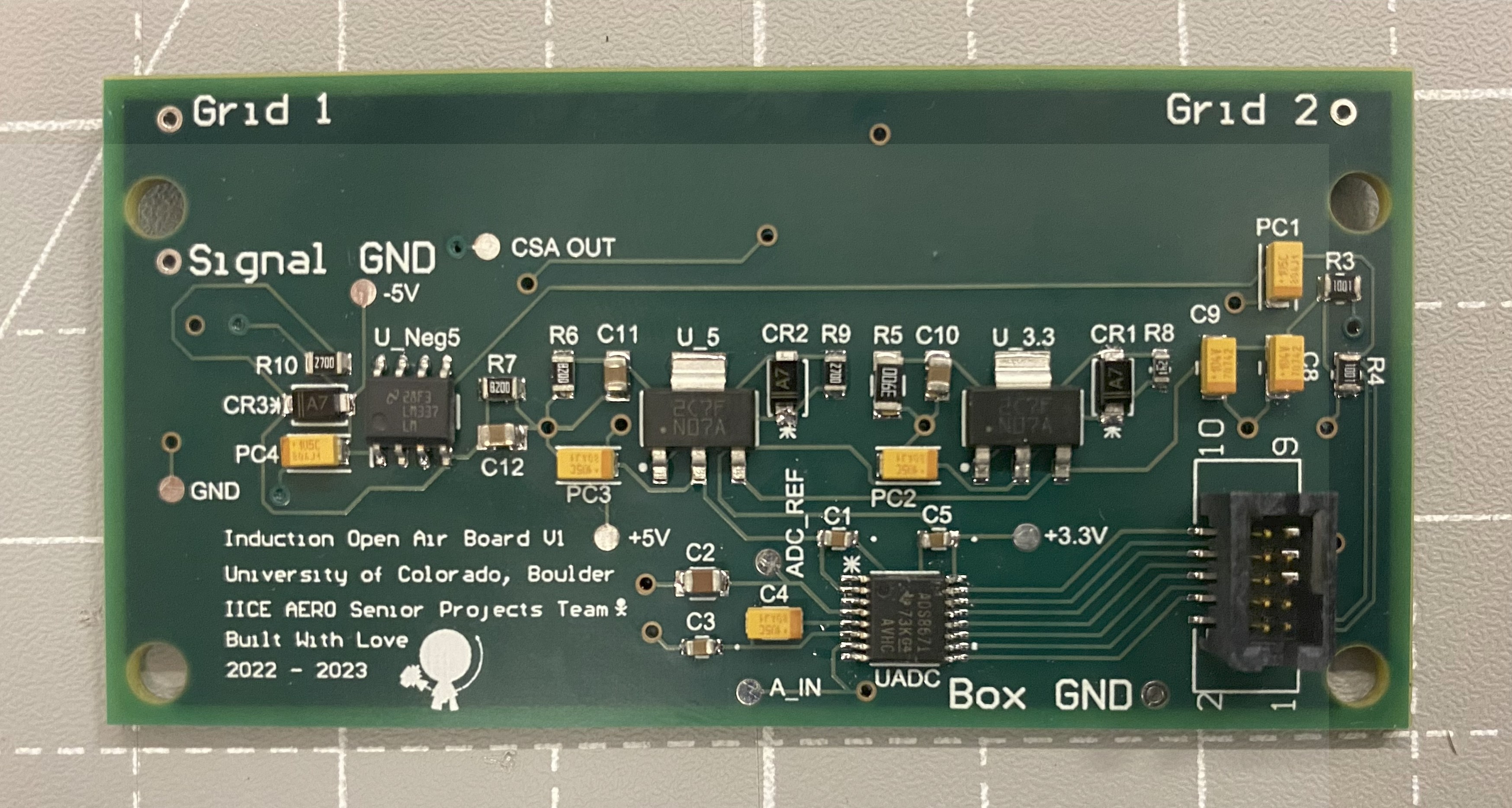 Custom PCB for charge sensing and ADC interface