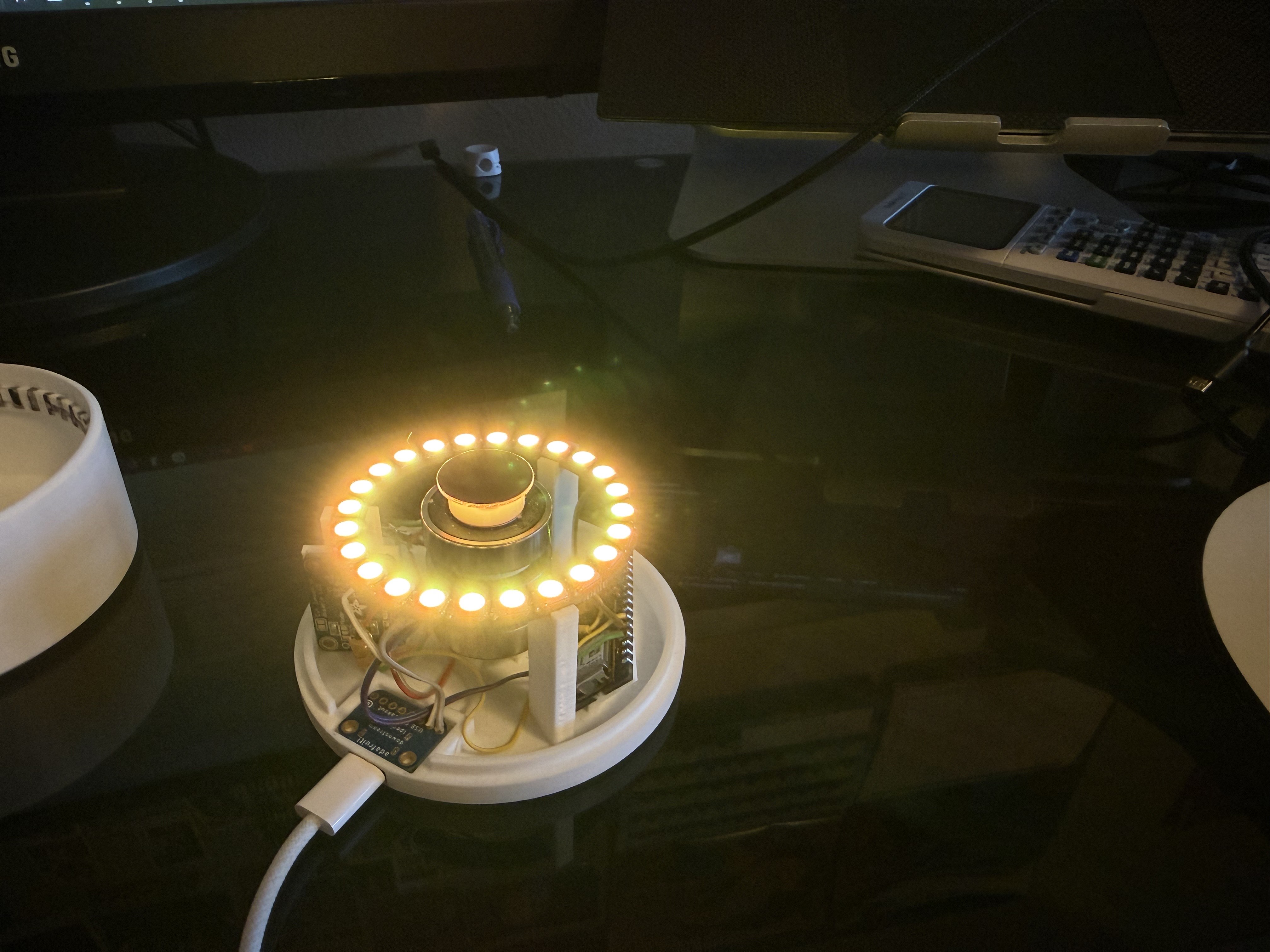 Lamp lit with the top removed
